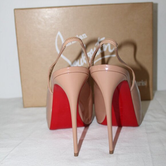 NWB Christian Louboutin New Very Prive Patent Leather Blush Peep Toe Pumps 39 - Picture 4 of 6